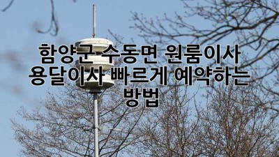 함양군 수동면 원룸이사? 용달이사 빠르게 예약하는 방법!
